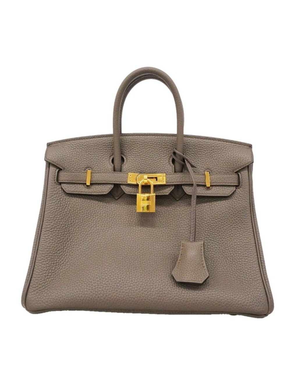 Hermes Handbag Birkin 25 Taurillon Clemence Etain Gold